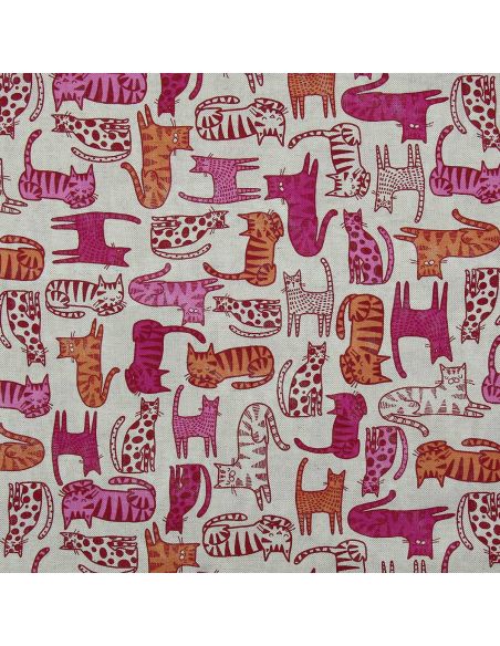 Toile de coton canvas premium - Chat rose