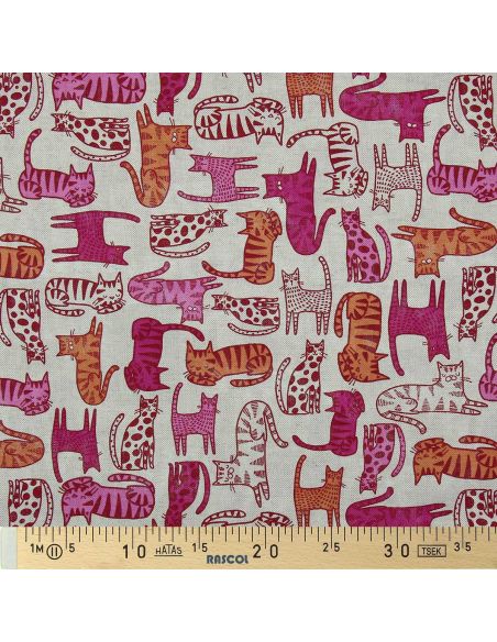 Toile de coton canvas premium - Chat rose