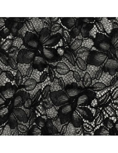 Tissu dentelle bordure festonnée - Noir