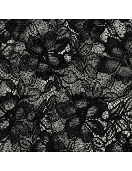 Tissu dentelle bordure festonnée - Noir