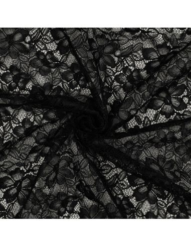 Tissu dentelle bordure festonnée - Noir