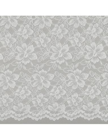 Tissu dentelle bordure festonnée - Blanc