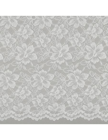 Tissu dentelle bordure festonnée - Blanc