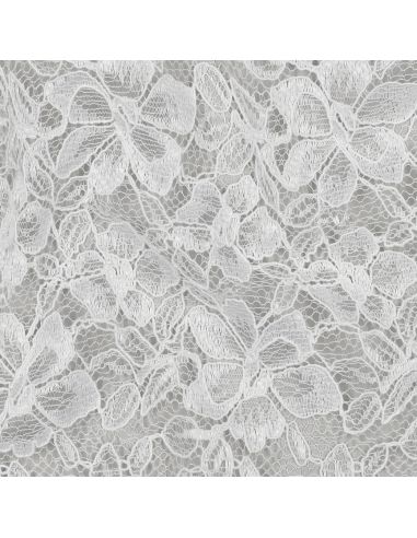 Tissu dentelle bordure festonnée - Blanc