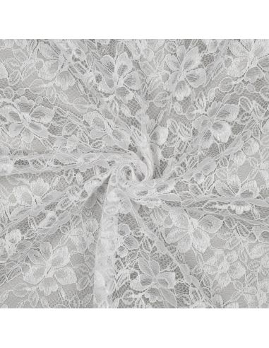Tissu dentelle bordure festonnée - Blanc