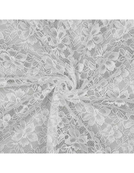 Tissu dentelle bordure festonnée - Blanc