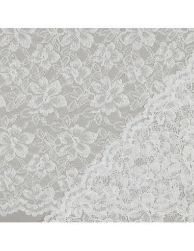 Tissu dentelle bordure festonnée - Blanc