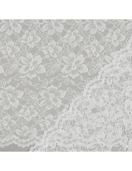 Tissu dentelle bordure festonnée - Blanc