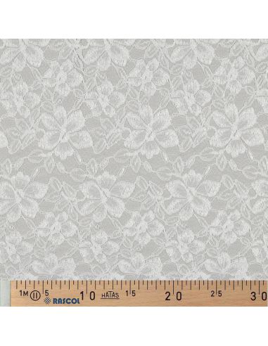 Tissu dentelle bordure festonnée - Blanc