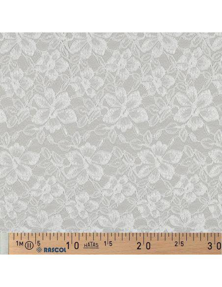 Tissu dentelle bordure festonnée - Blanc