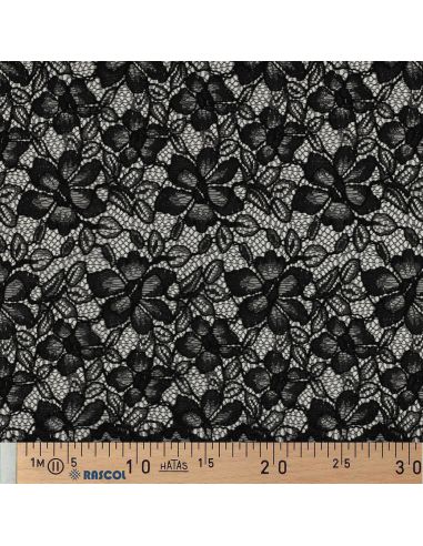 Tissu dentelle bordure festonnée - Noir