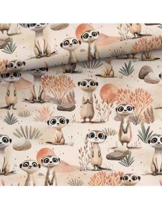 Tissu coton premium - Mignon suricate