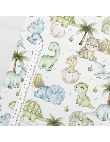 Tissu coton premium - Dinosaure vert et bleu