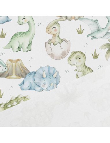 Tissu coton premium - Dinosaure vert et bleu