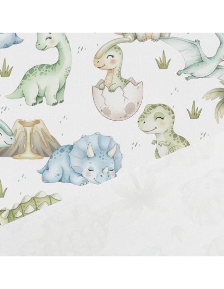 Tissu coton premium - Dinosaure vert et bleu