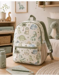 Tissu coton premium - Dinosaure vert et bleu 2