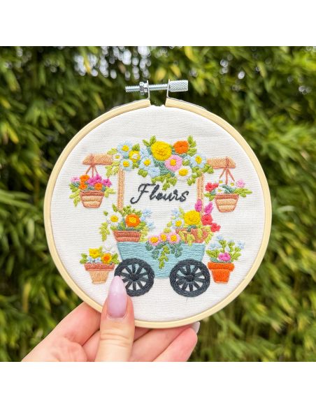 Kit broderie par Milpoint - La brouette fleurie