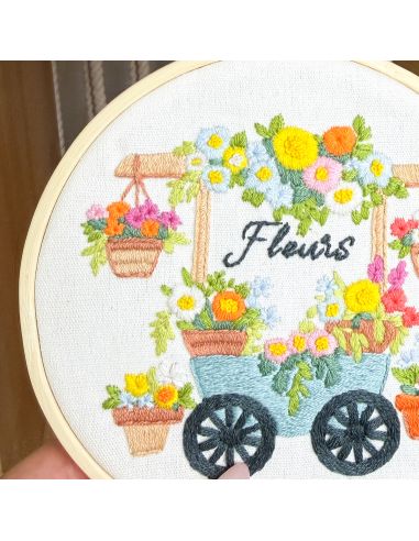 Kit broderie par Milpoint - La brouette fleurie