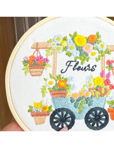 Kit broderie par Milpoint - La brouette fleurie