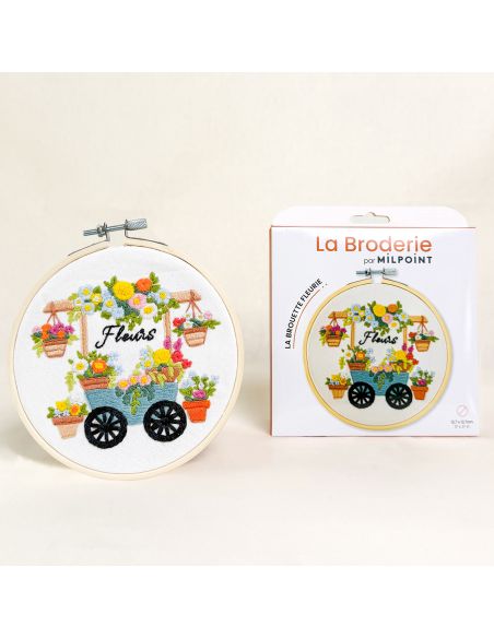 Kit broderie par Milpoint - La brouette fleurie