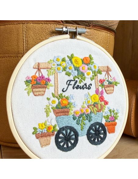 Kit broderie par Milpoint - La brouette fleurie