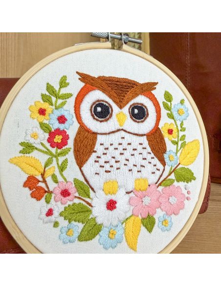 Kit broderie par Milpoint - Chouette fleurie