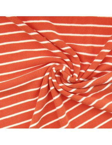 Tissu bouclette éponge Jim - Tangerine et écru
