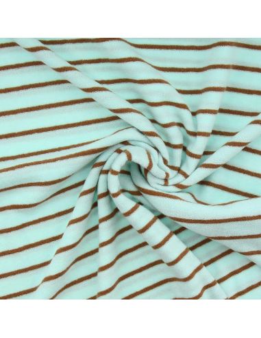 Tissu bouclette éponge Jim - Celadon et caramel