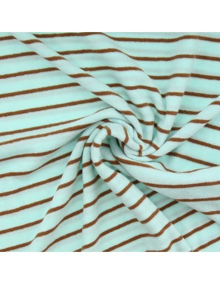 Tissu bouclette éponge Jim - Celadon et caramel