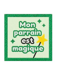 Étiquette tissée à coudre - Mon parrain est magique