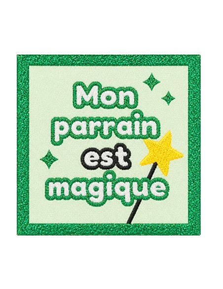 Étiquette tissée à coudre - Mon parrain est magique
