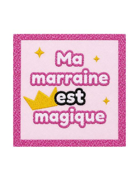 Étiquette tissée à coudre - Ma marraine est magique