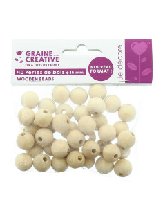 Perles en bois naturel pour macramé 15 mm