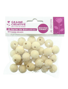 Perles en bois naturel pour macramé 18 mm