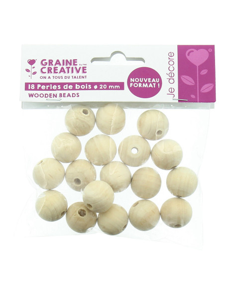 Perles en bois naturel pour macramé 20 mm