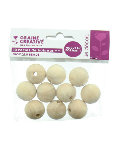 Perles en bois naturel pour macramé 25 mm