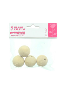 Perles en bois naturel pour macramé 30 mm