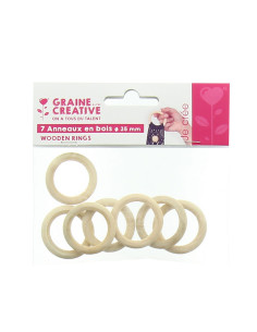Anneaux en bois naturel pour macramé 35 mm
