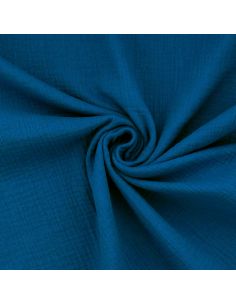Tissu double gaze de coton - Outremer