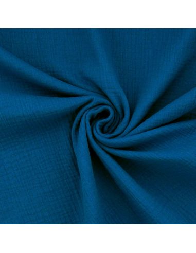Tissu double gaze de coton - Outremer