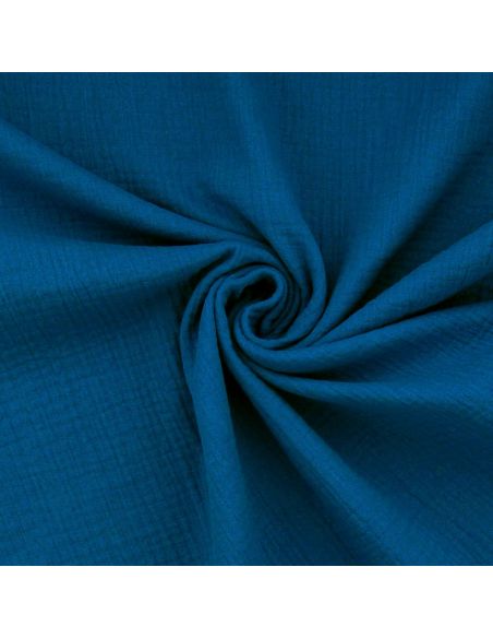 Tissu double gaze de coton - Outremer
