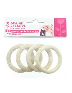 Anneaux en bois naturel pour macramé 55 mm