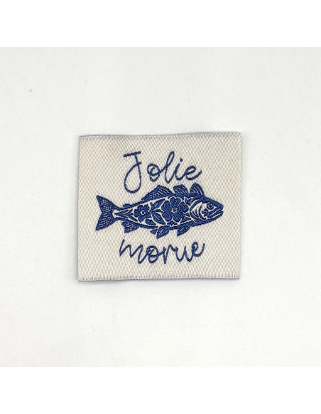Lot de 5 étiquettes tissées à coudre Jolie Morue