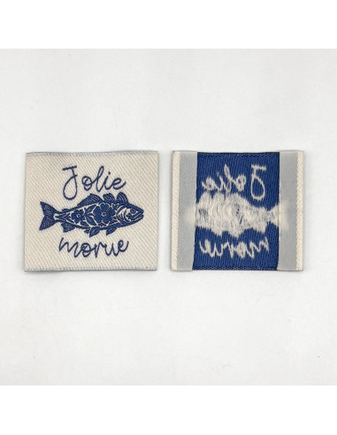 Lot de 5 étiquettes tissées à coudre Jolie Morue