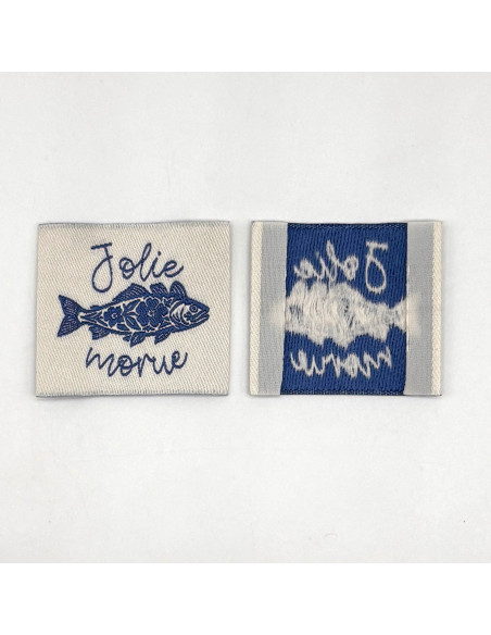 Lot de 5 étiquettes tissées à coudre Jolie Morue