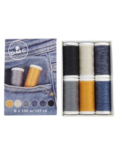 Set de 6 fils à coudre spécial jeans DMC