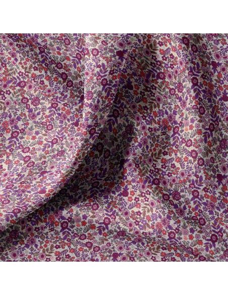 Tissu popeline de coton - Barbara écru et violet