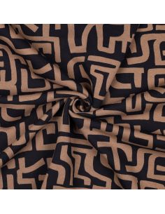 Tissu jogging abstrait - Brun et bleu marine