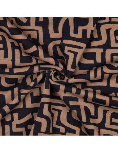 Tissu jogging abstrait - Brun et bleu marine