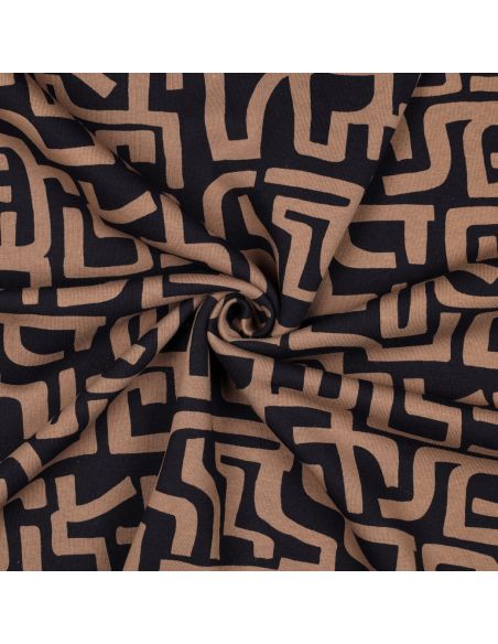 Tissu jogging abstrait - Brun et bleu marine